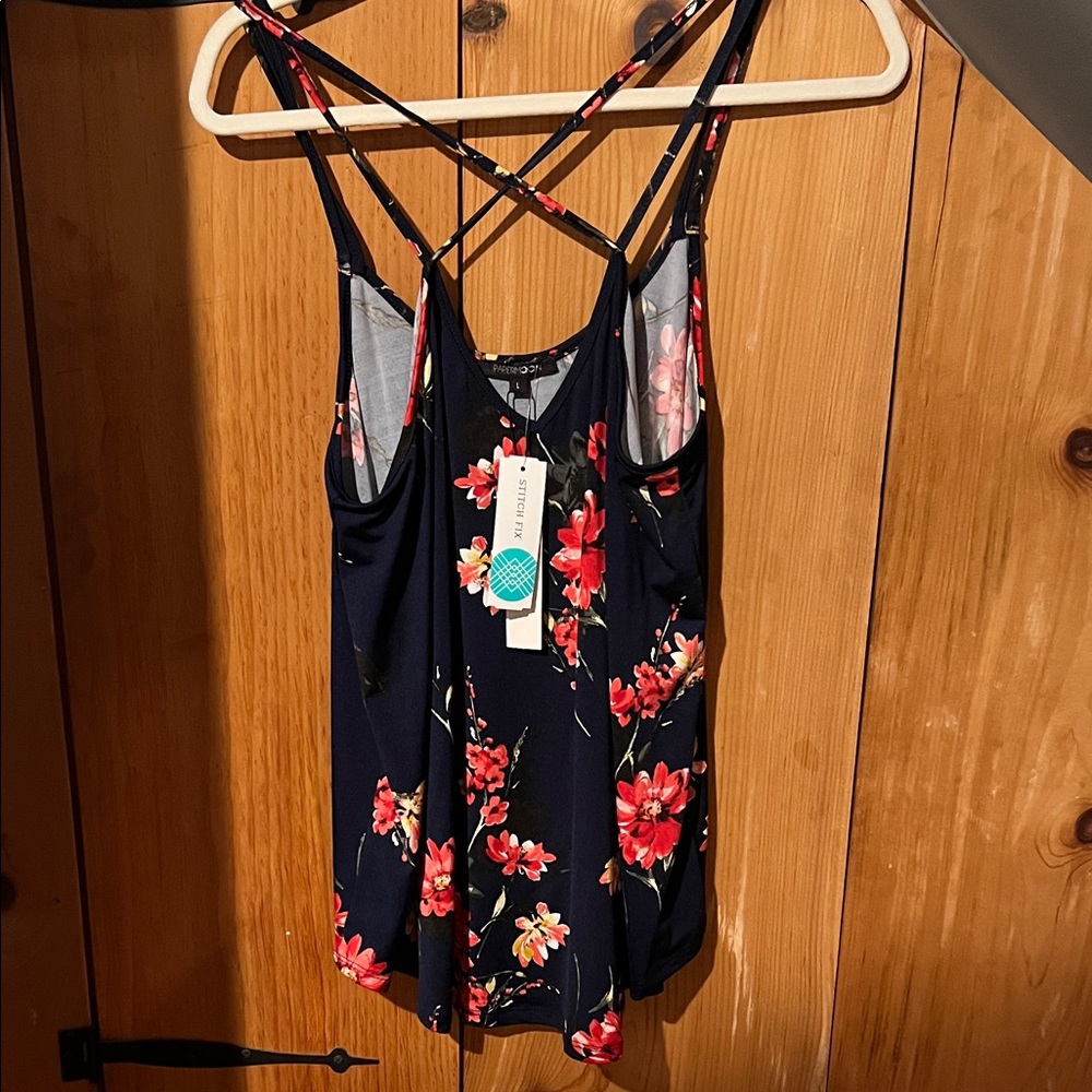 Papermoon Navy Floral Tank Top